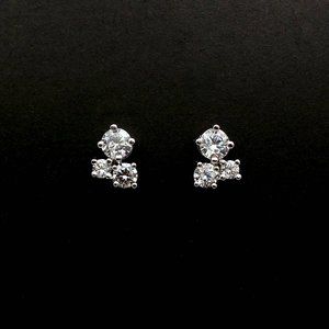 Three bubble round solitaire cubic zirconia stud earrings wedding